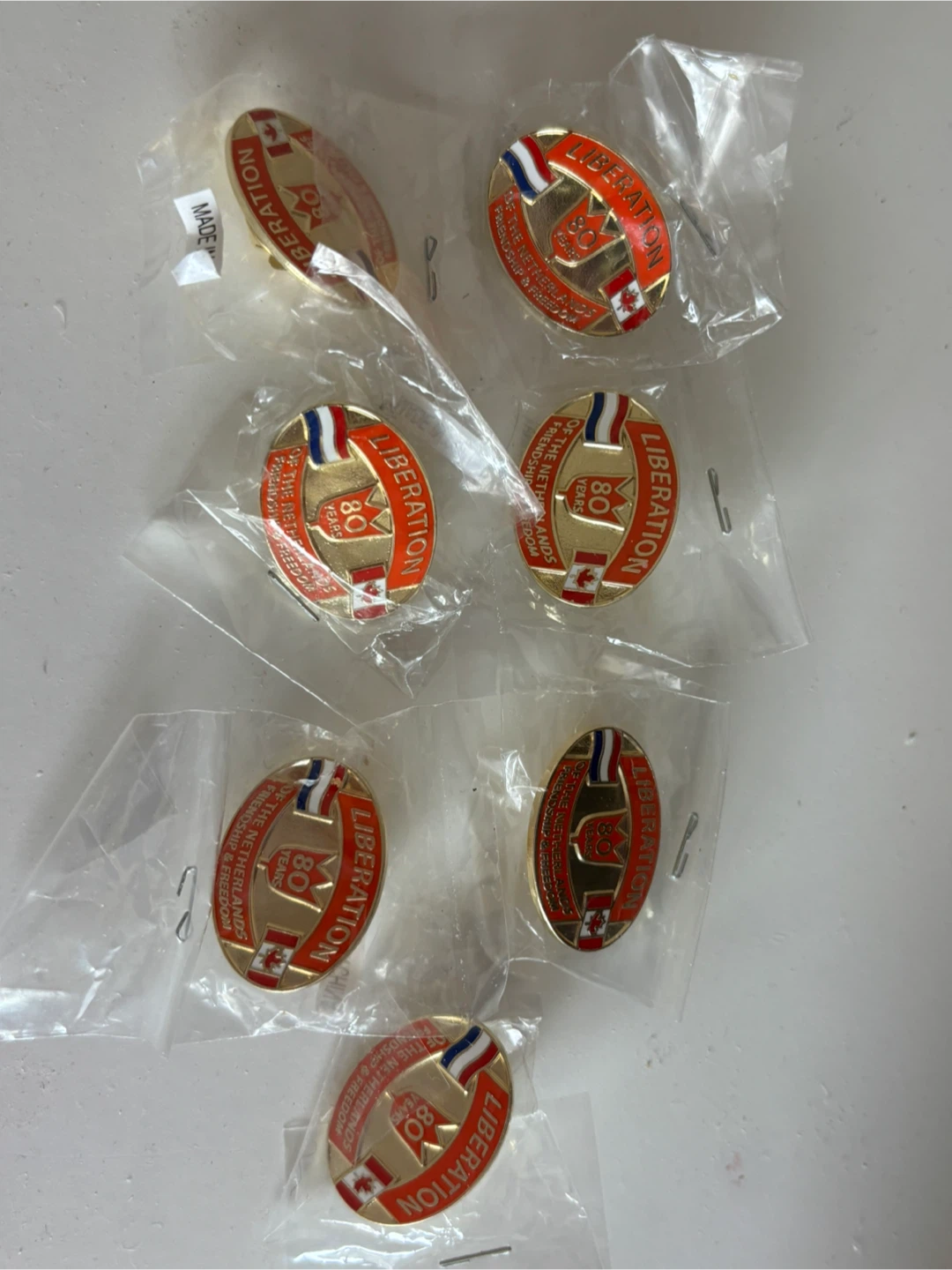 Set of 6 Dutch Liberation 80 Years Commemorative Pins