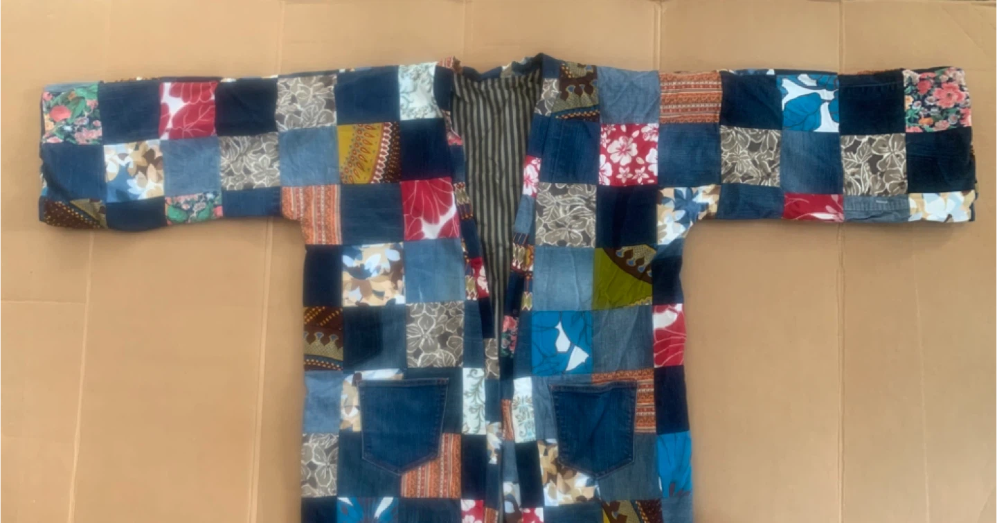 Unique Handmade Patchwork Denim Kimono Jacket - photo 3