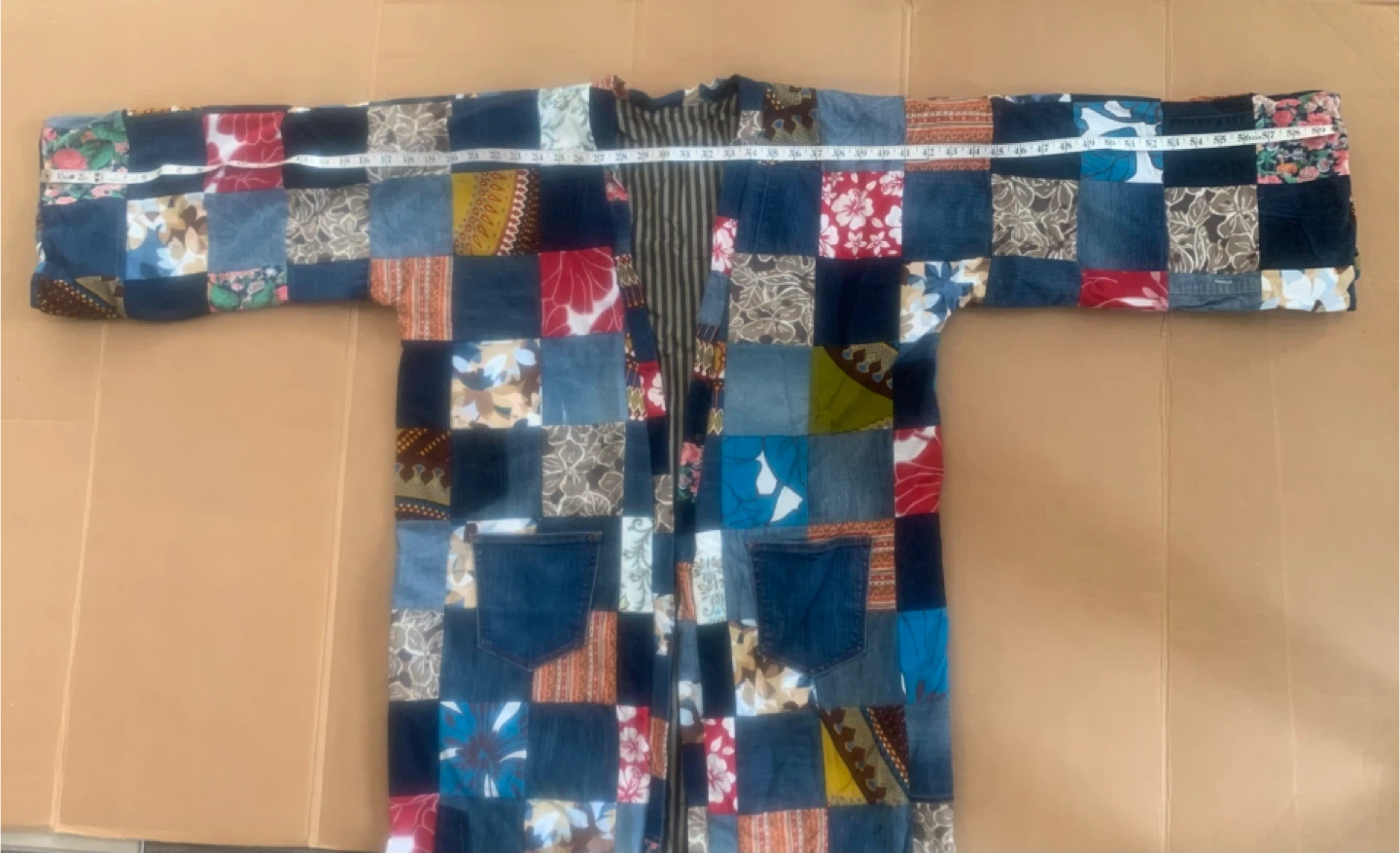 Unique Handmade Patchwork Denim Kimono Jacket - photo 4