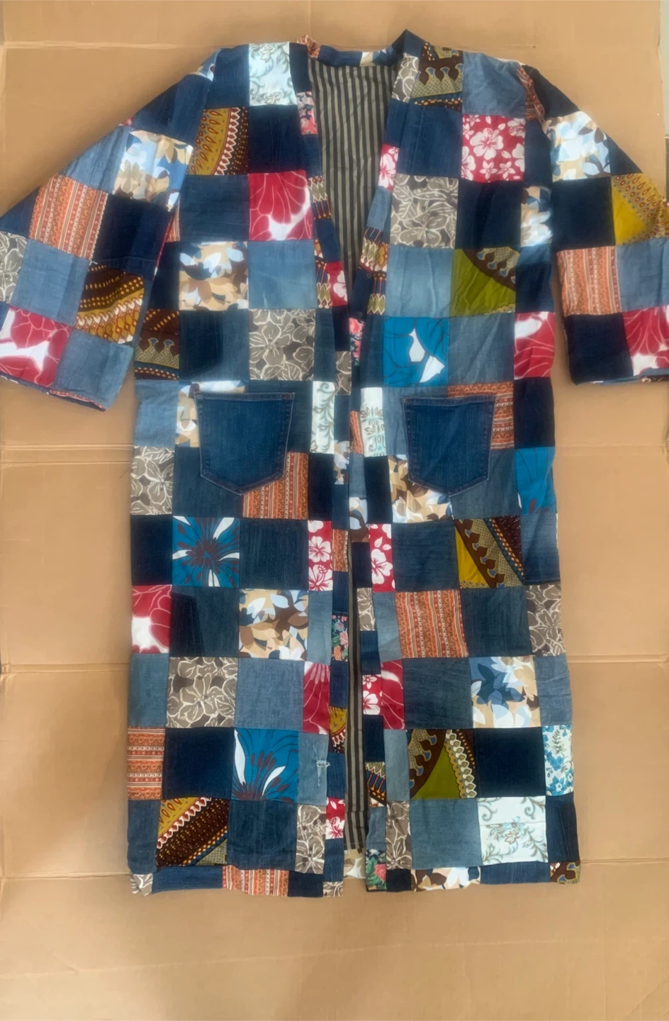 Unique Handmade Patchwork Denim Kimono Jacket