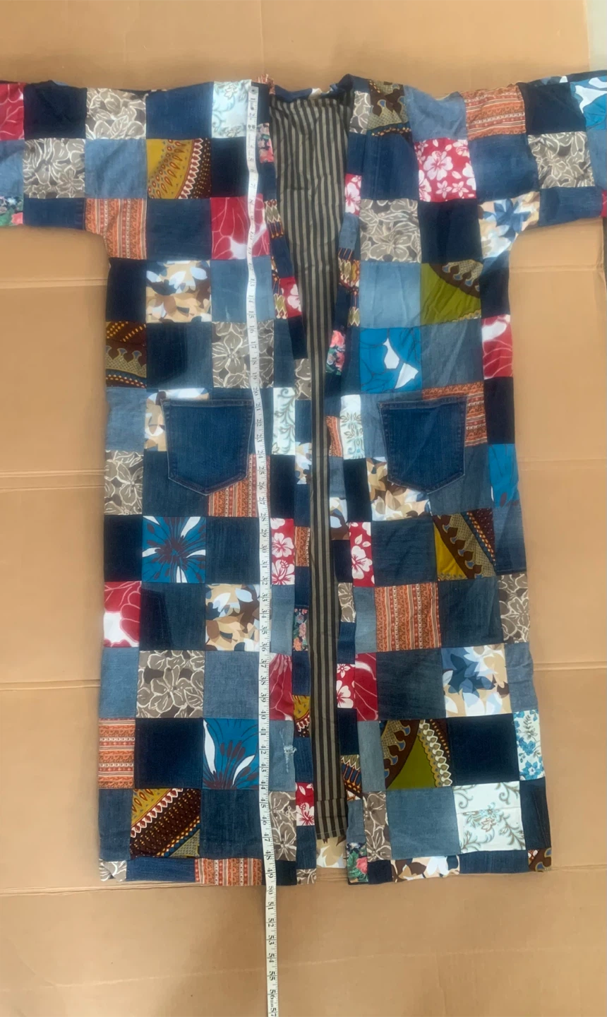 Unique Handmade Patchwork Denim Kimono Jacket - photo 5
