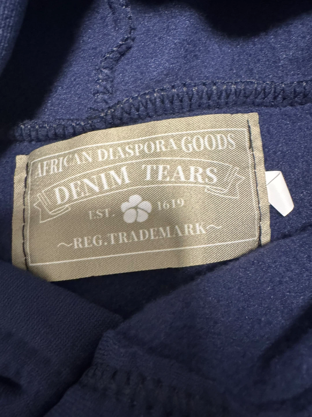 Denim Tears Navy Blue Sweatpants with White Cloud Pattern - photo 3