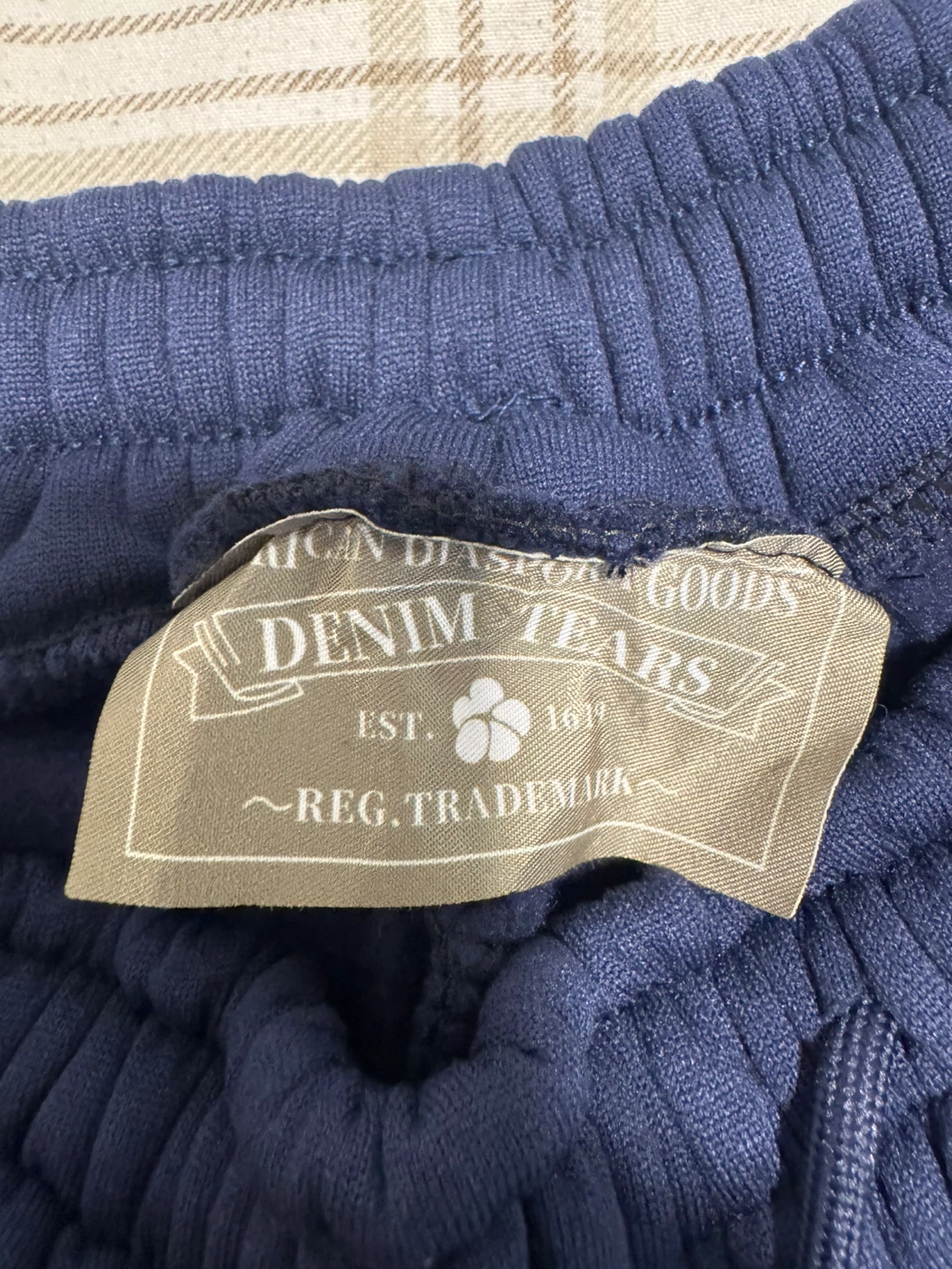 Denim Tears Navy Blue Sweatpants with White Cloud Pattern - photo 2