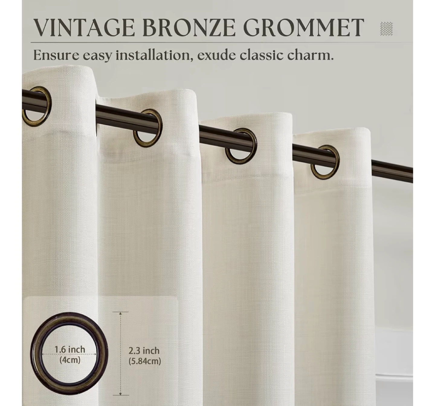 White Linen Blend Curtains - photo 2