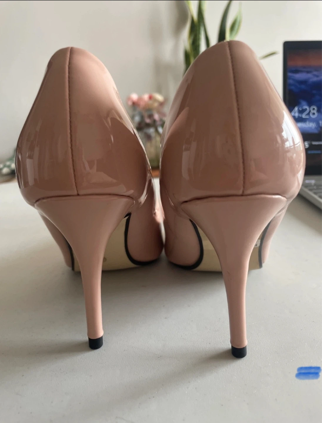 Nude Patent Leather Pointed-Toe Heels - photo 3