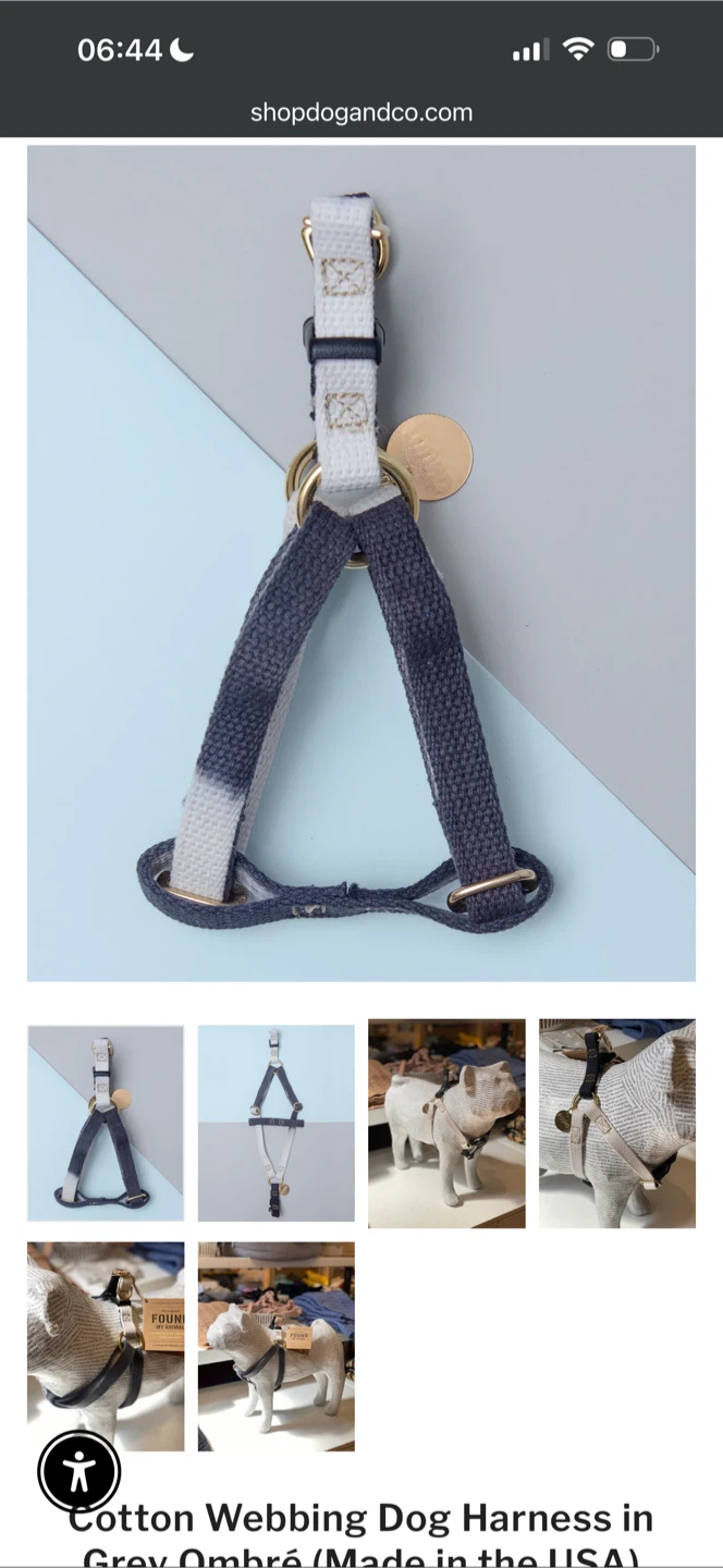 Found My Animal Cotton Ombre Dog Harness - Grey
