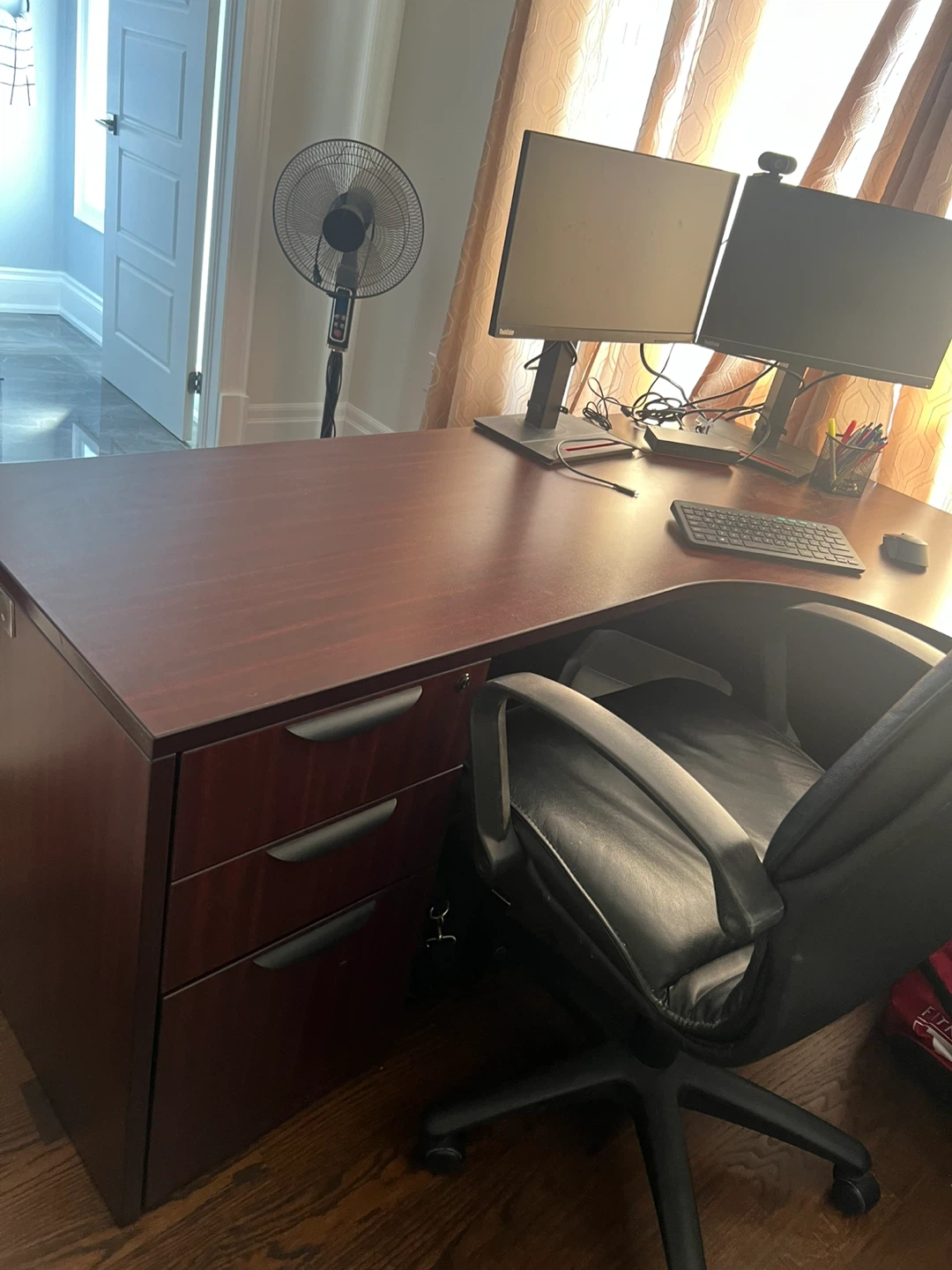 Large L-Shaped Office Desk with Drawers - photo 2