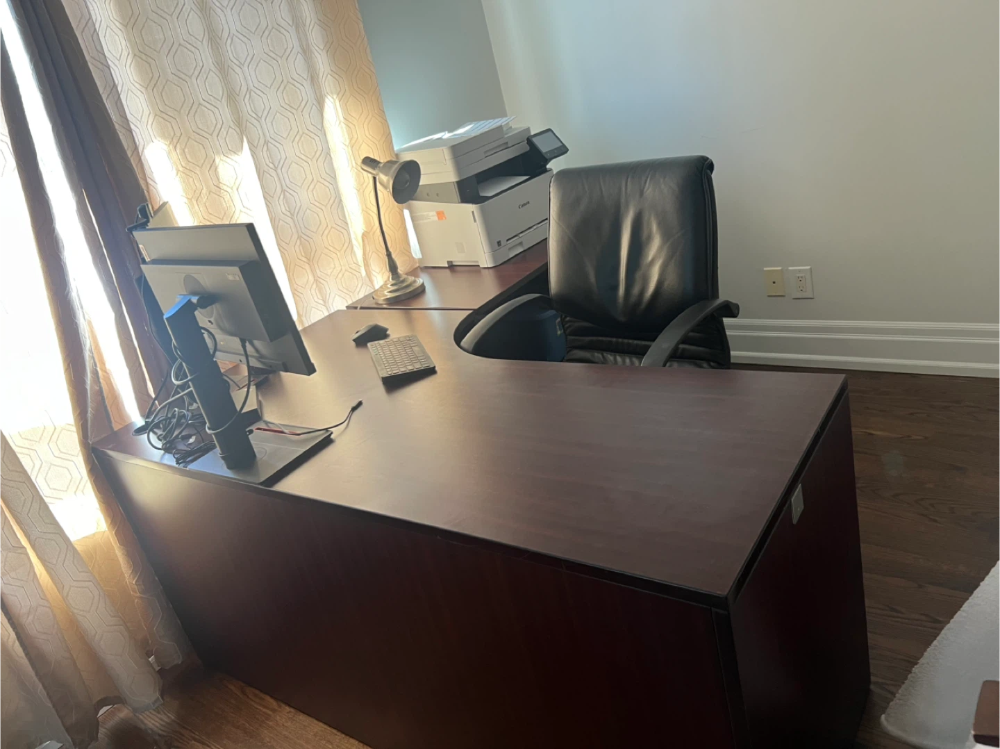 Large L-Shaped Office Desk with Drawers