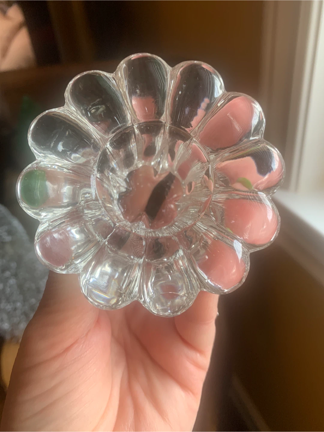 Vintage Clear Glass Flower Candle Holders (Set of 2) - photo 3