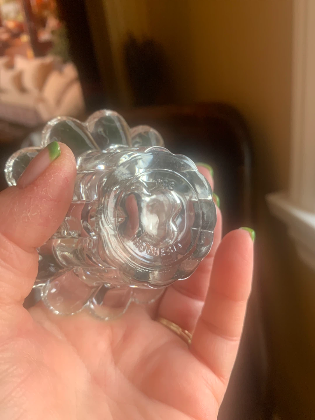 Vintage Clear Glass Flower Candle Holders (Set of 2) - photo 4