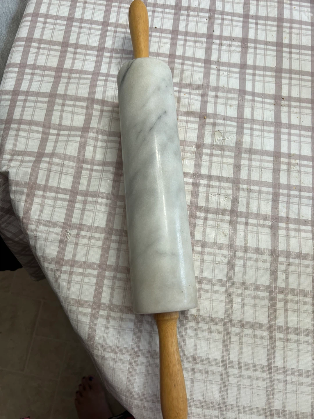 Marble Rolling Pin with Wooden Handles
