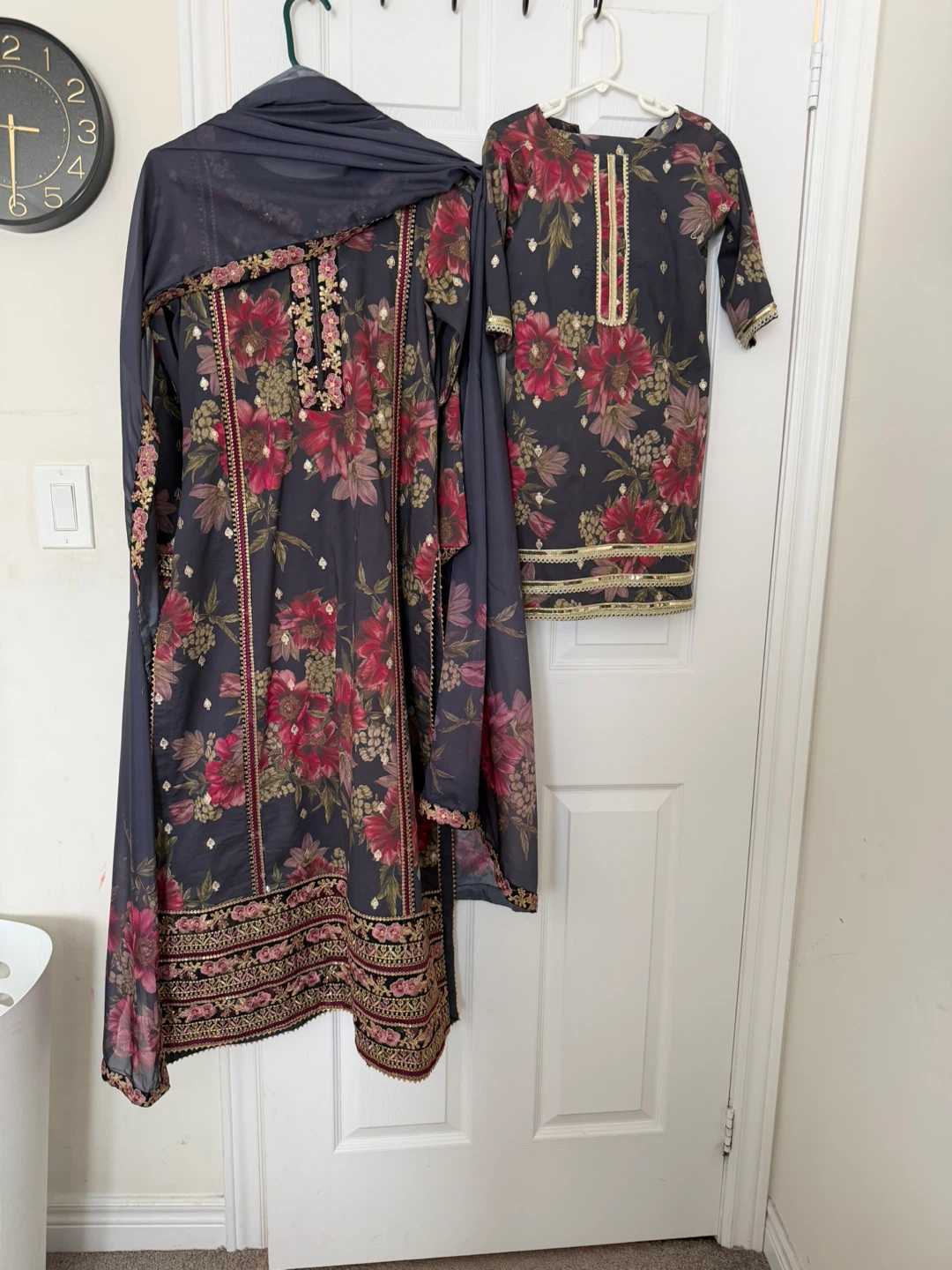 Women's and Girl's Matching Floral Kurti Set