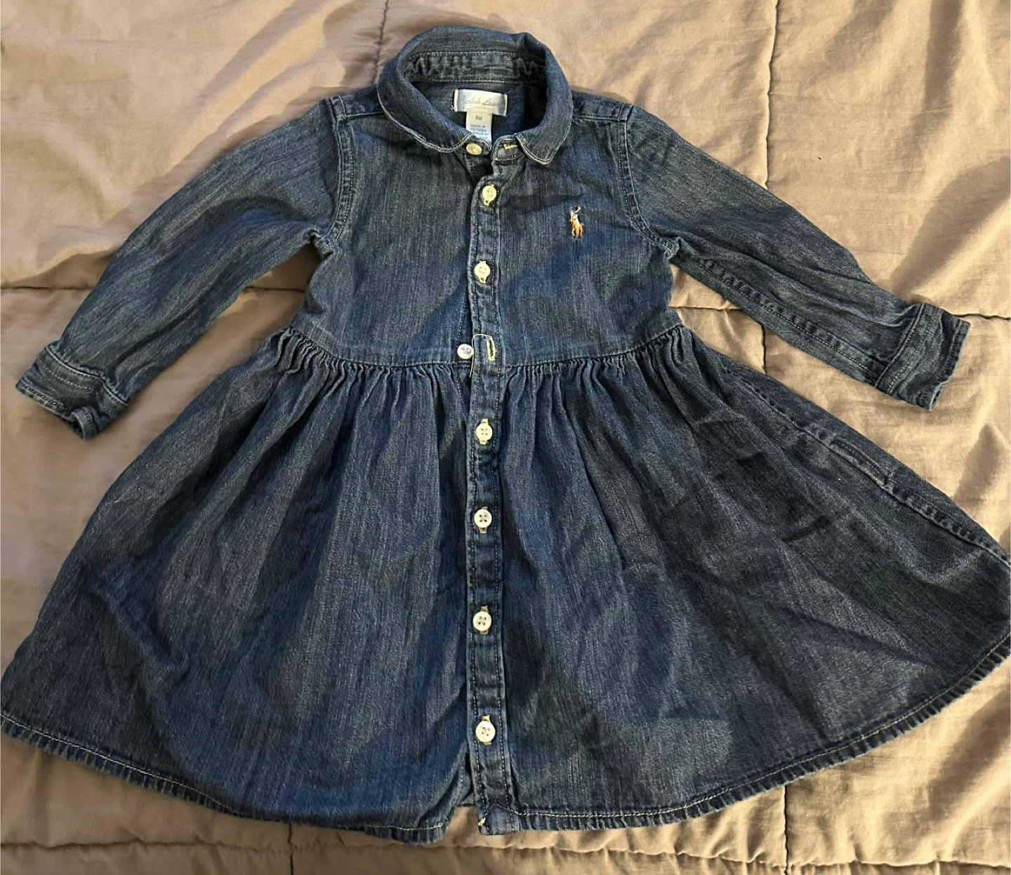 Ralph Lauren Baby Girls Denim Dress Size 9M