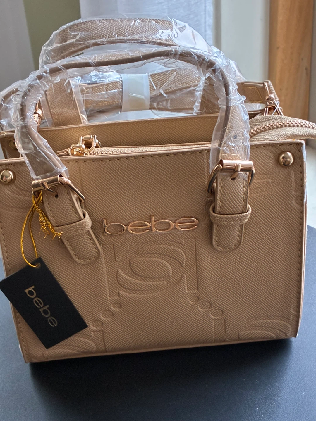 Bebe "Zina" Embossed Mini Satchel - Almond - photo 3
