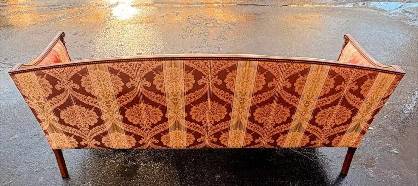 Vintage Sofa - Red & Cream Damask Upholstery - photo 4