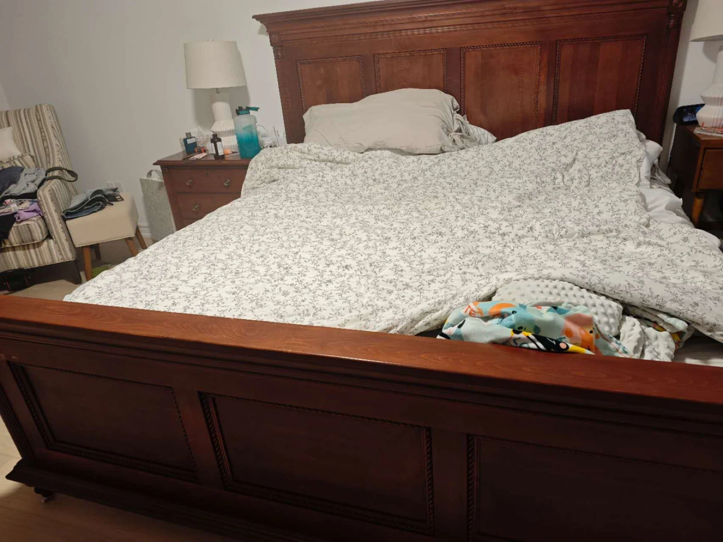 King size Wooden Bed frame & mattress