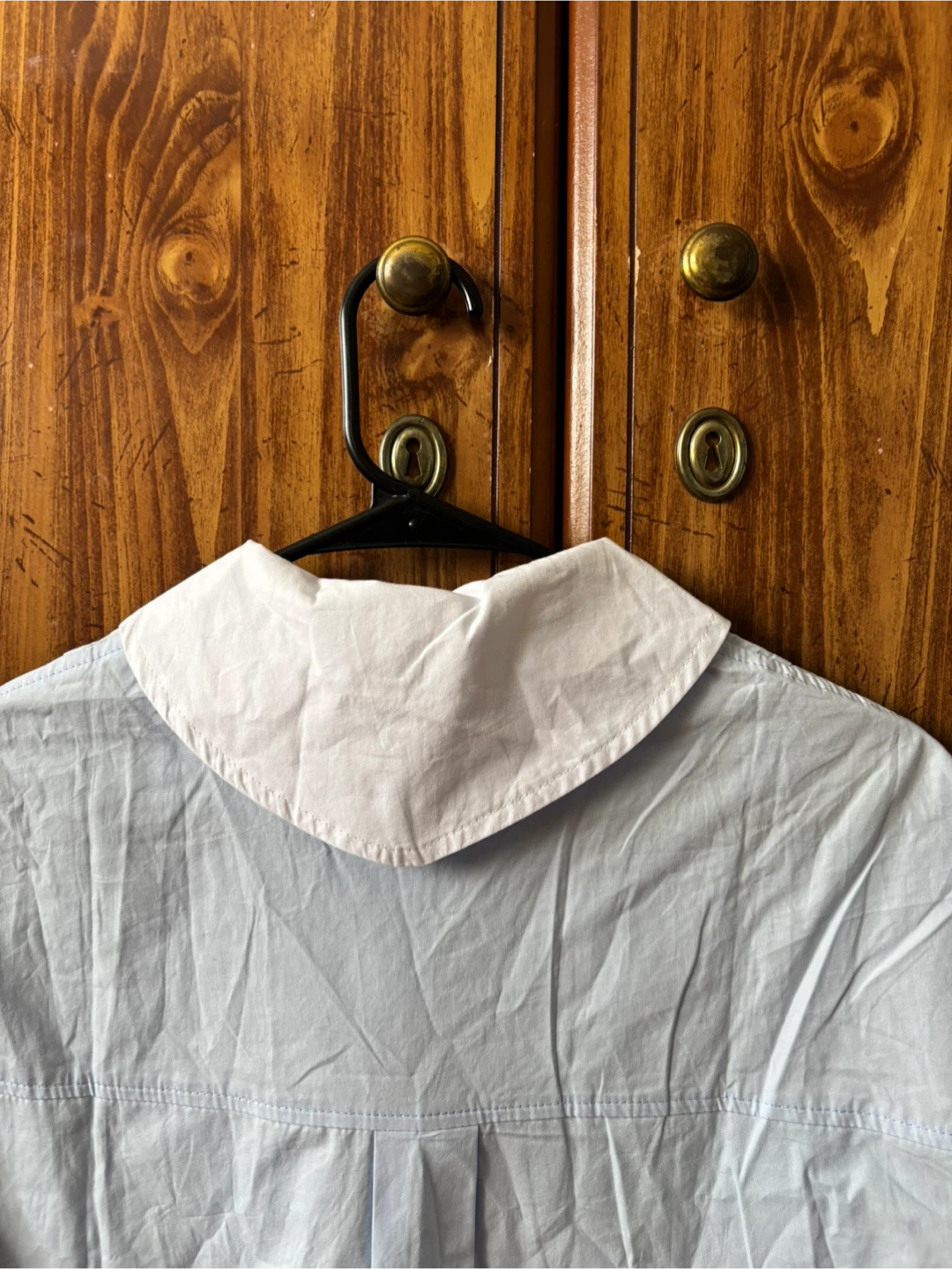 Light Blue Short Sleeve Blouse with Peter Pan Collar - photo 2