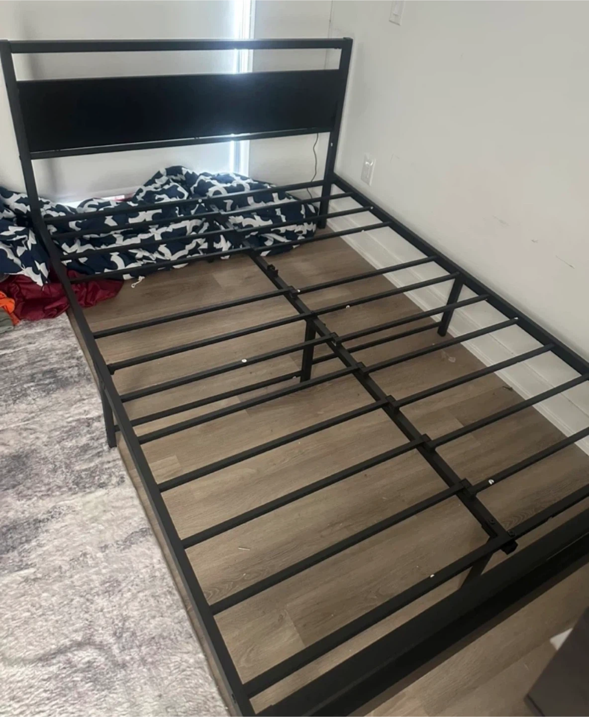 Black Metal Bed Frame with Headboard