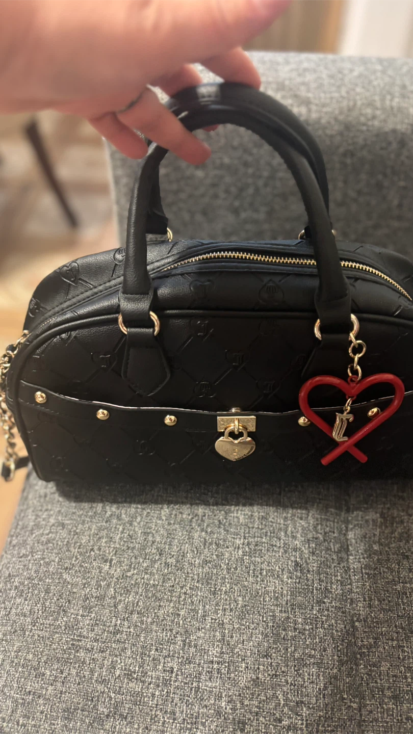 Juicy Couture Black Embossed Heart Logo Satchel Bag - photo 2
