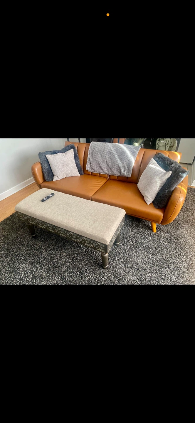 Brown Faux Leather Sofa