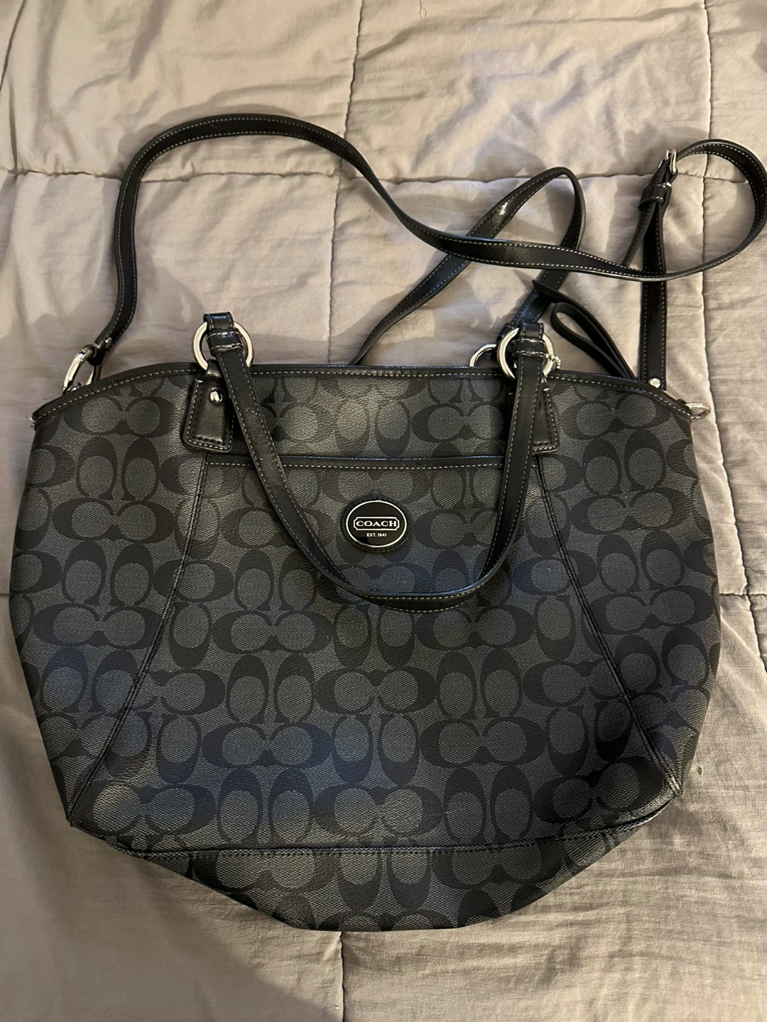 Coach Black Monogram Tote Bag