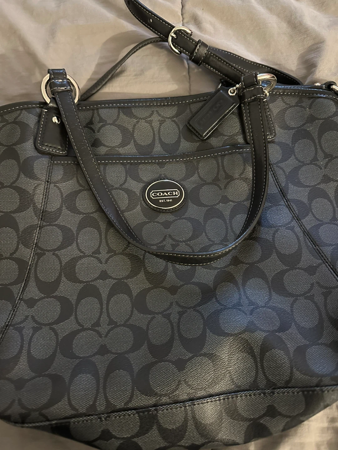 Coach Black Monogram Tote Bag - photo 4