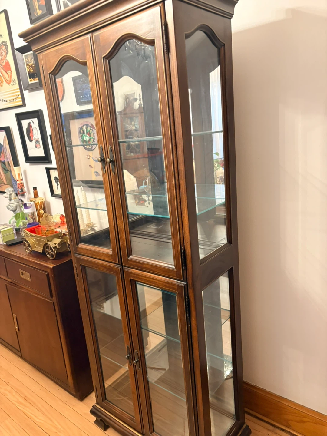 Wooden Curio Cabinet with Glass Doors - photo 2