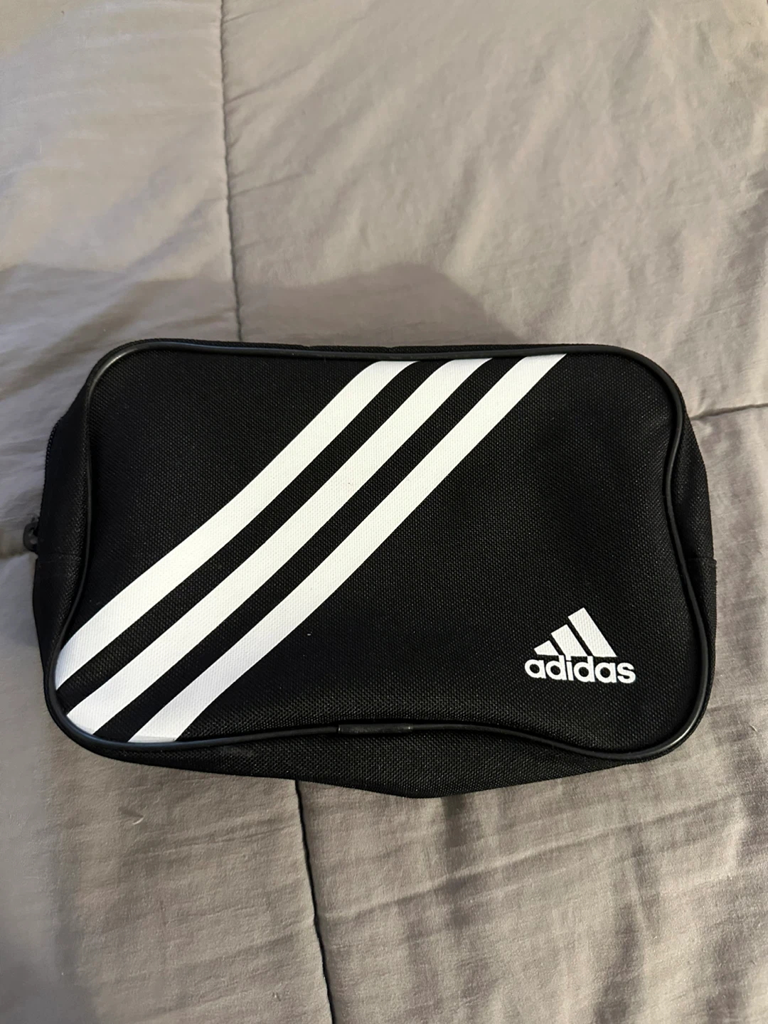 Adidas Black White 3-Stripe Pouch Bag