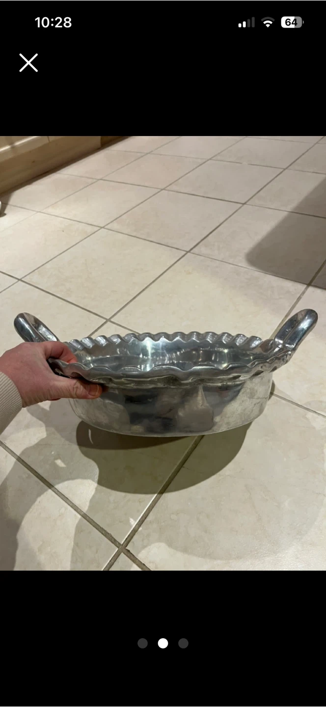 Vintage Aluminum Serving Dish with Handles - photo 2