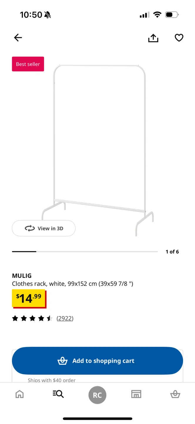 MULIG White Clothes Rack 99x152 cm