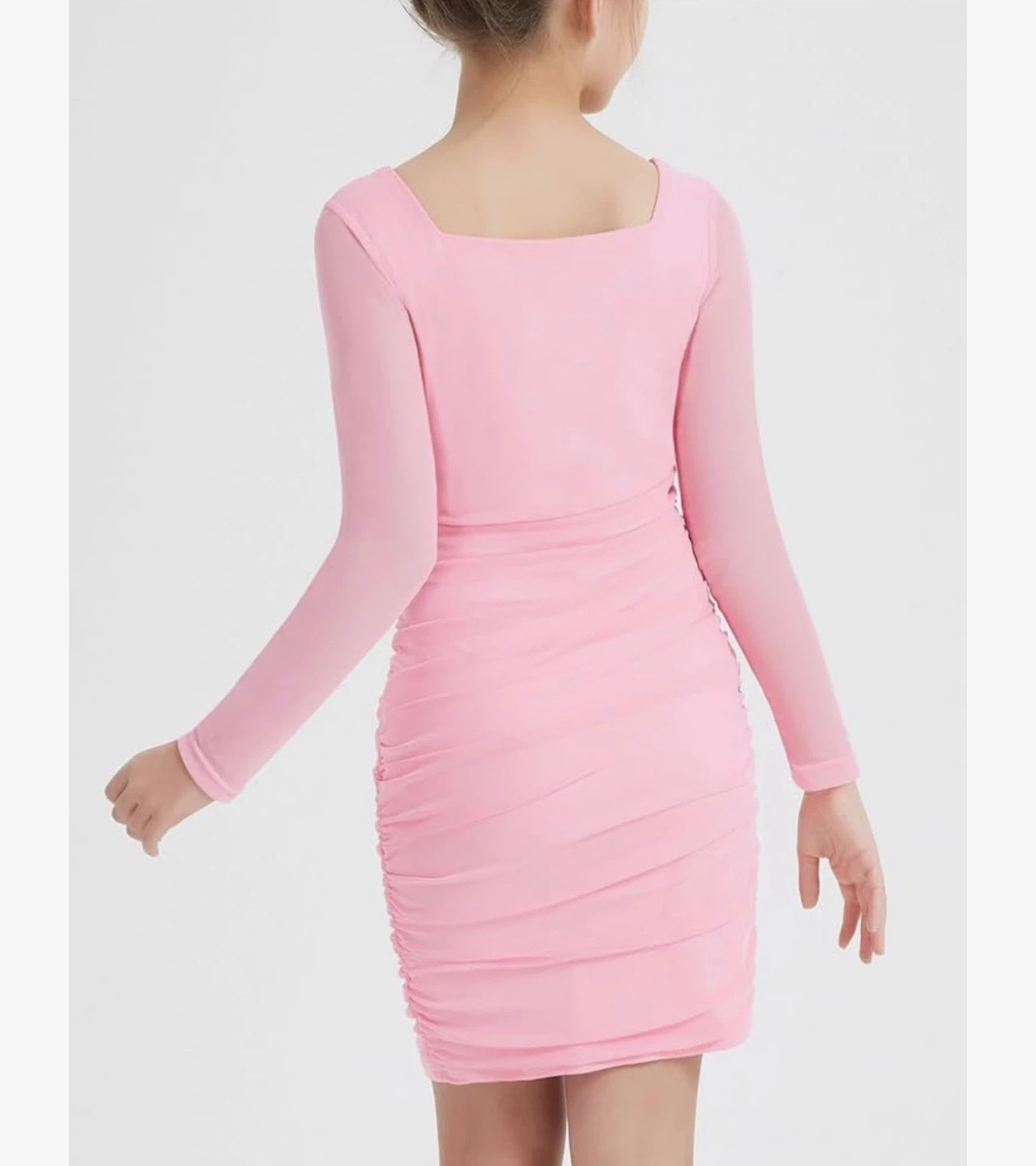 Pink Ruched Mesh Sleeve Dress. 8yrs - photo 3