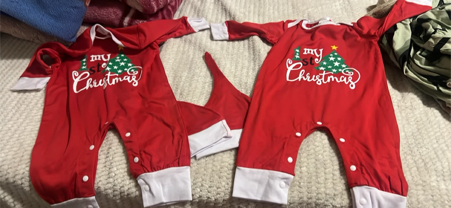 $15 each——Baby "My 1st Christmas" Rompers and Hat Set