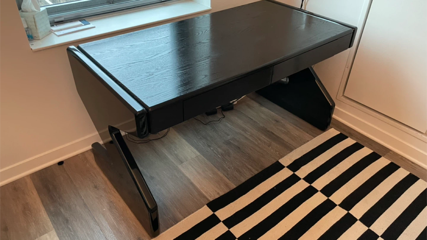Black Modern Z-Leg Desk with Drawers