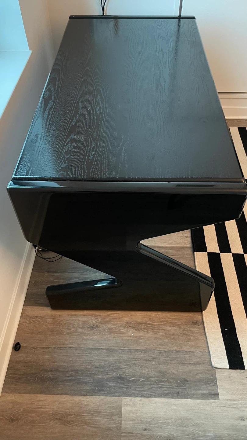 Black Modern Z-Leg Desk with Drawers - photo 2