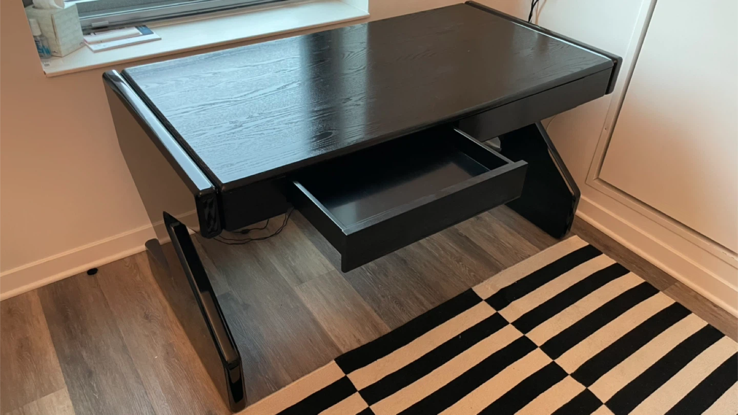 Black Modern Z-Leg Desk with Drawers - photo 3