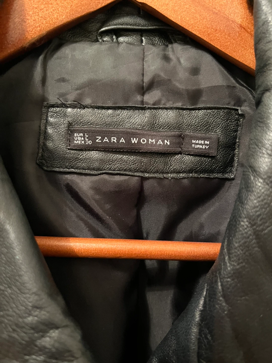 Zara Woman Black Leather Biker Jacket - Size L - photo 2