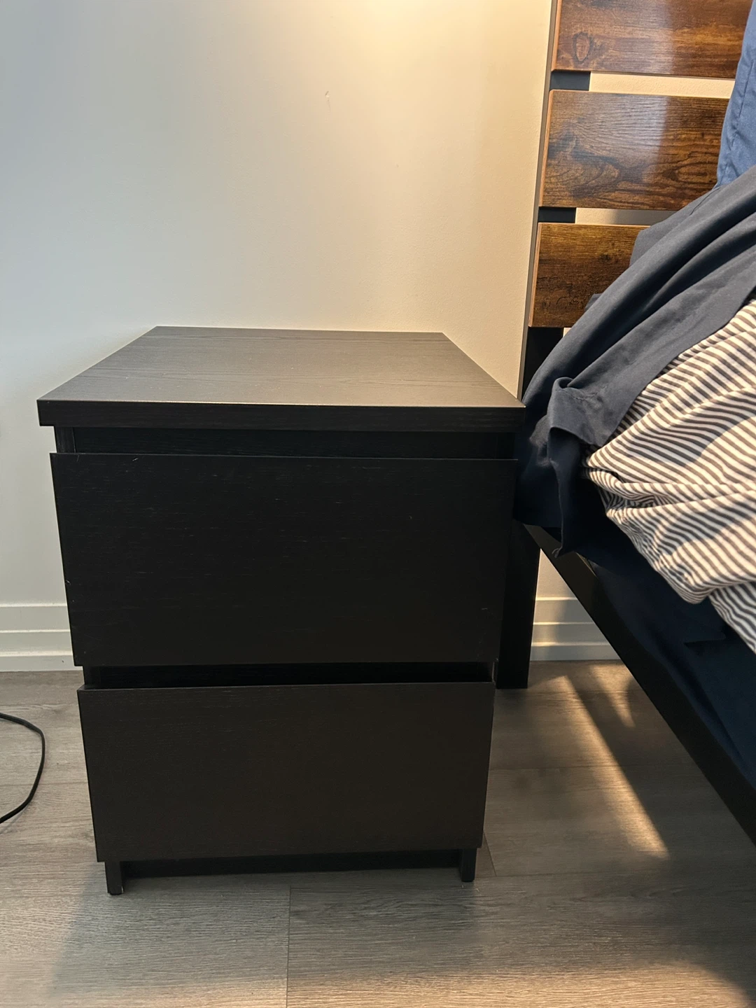MALM Black 2-Drawer Nightstand