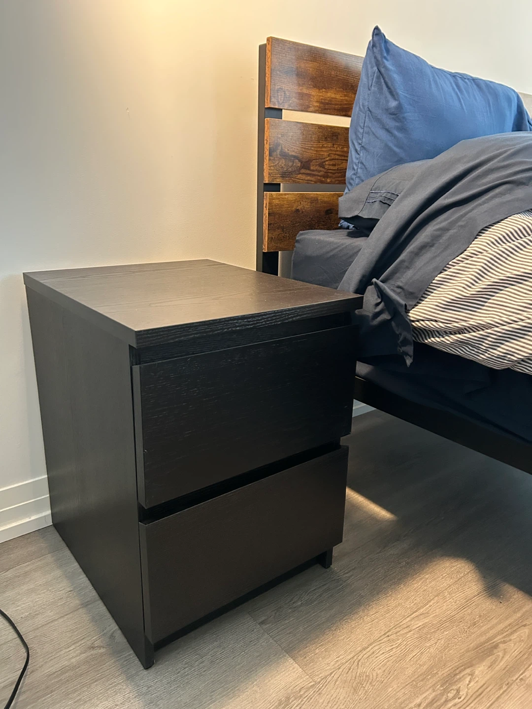 MALM Black 2-Drawer Nightstand - photo 2