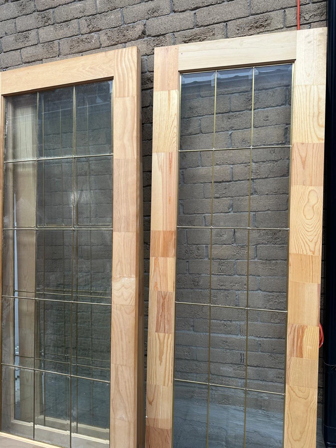 Wooden Frame Glass Doors (Set of 2)