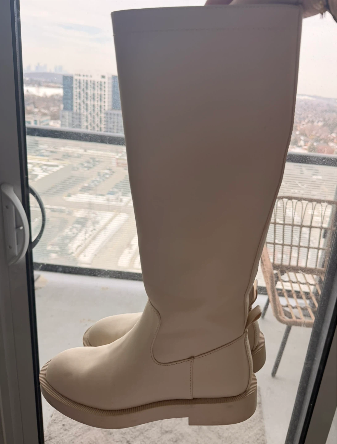 Zara Cream Knee-High Boots - Size 38 - photo 3