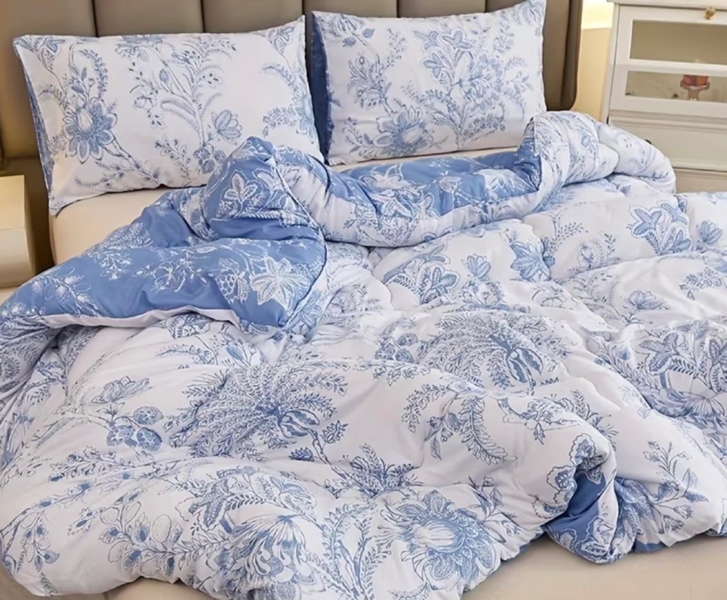 Blue and White Reversible Duvet Cover Set- Double and Queen
