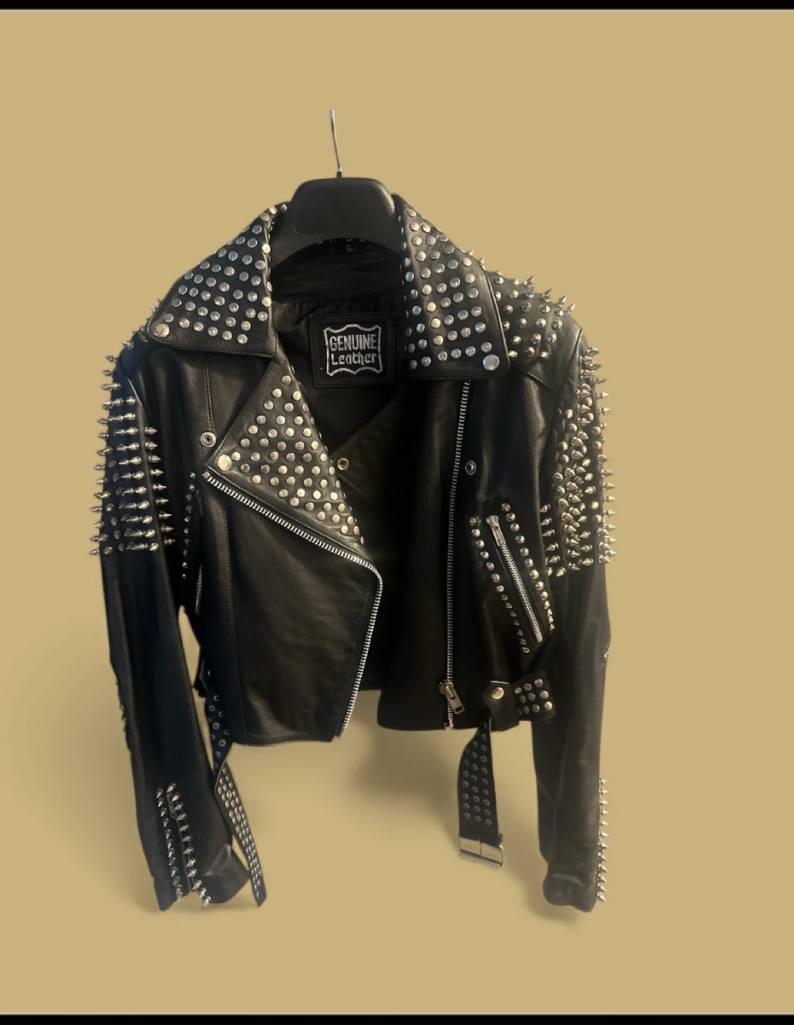 Genuine Leather Spike Studded Biker Jacket