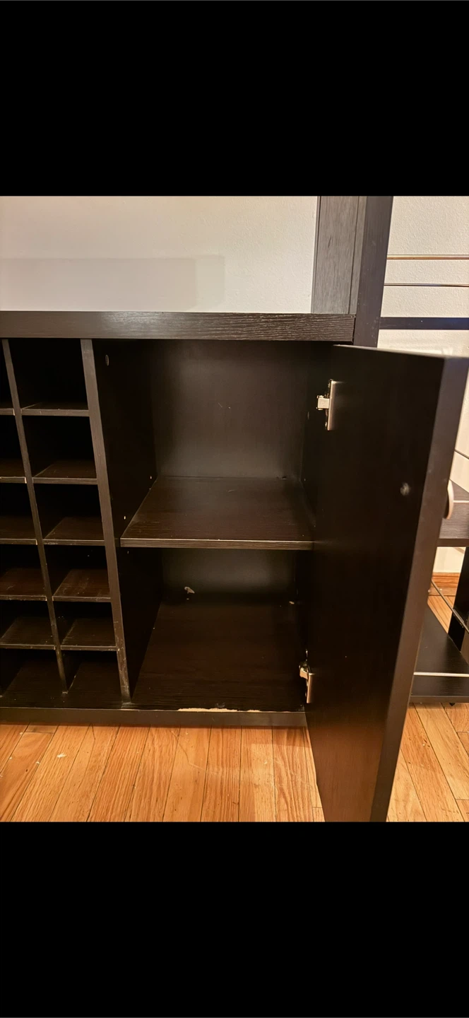 Dark Brown Bar Cabinet with Wine Rack and Glass Holders - photo 3