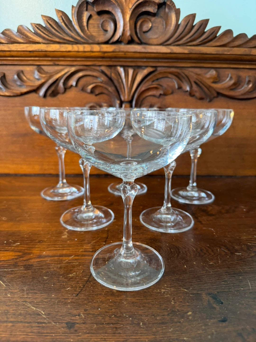 Set of 6 Clear Glass Coupe Champagne / Cocktail Glasses