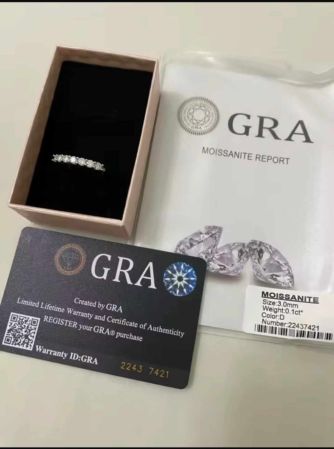 100% Moissanite Ring GRA Certificate