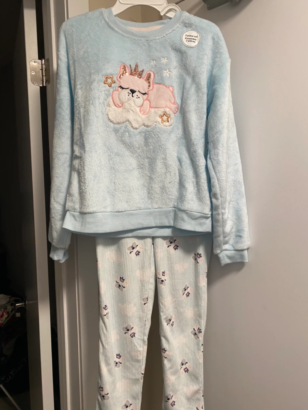 George Girls' Sleepwear Pajama Set - Frenchie Cloud Print