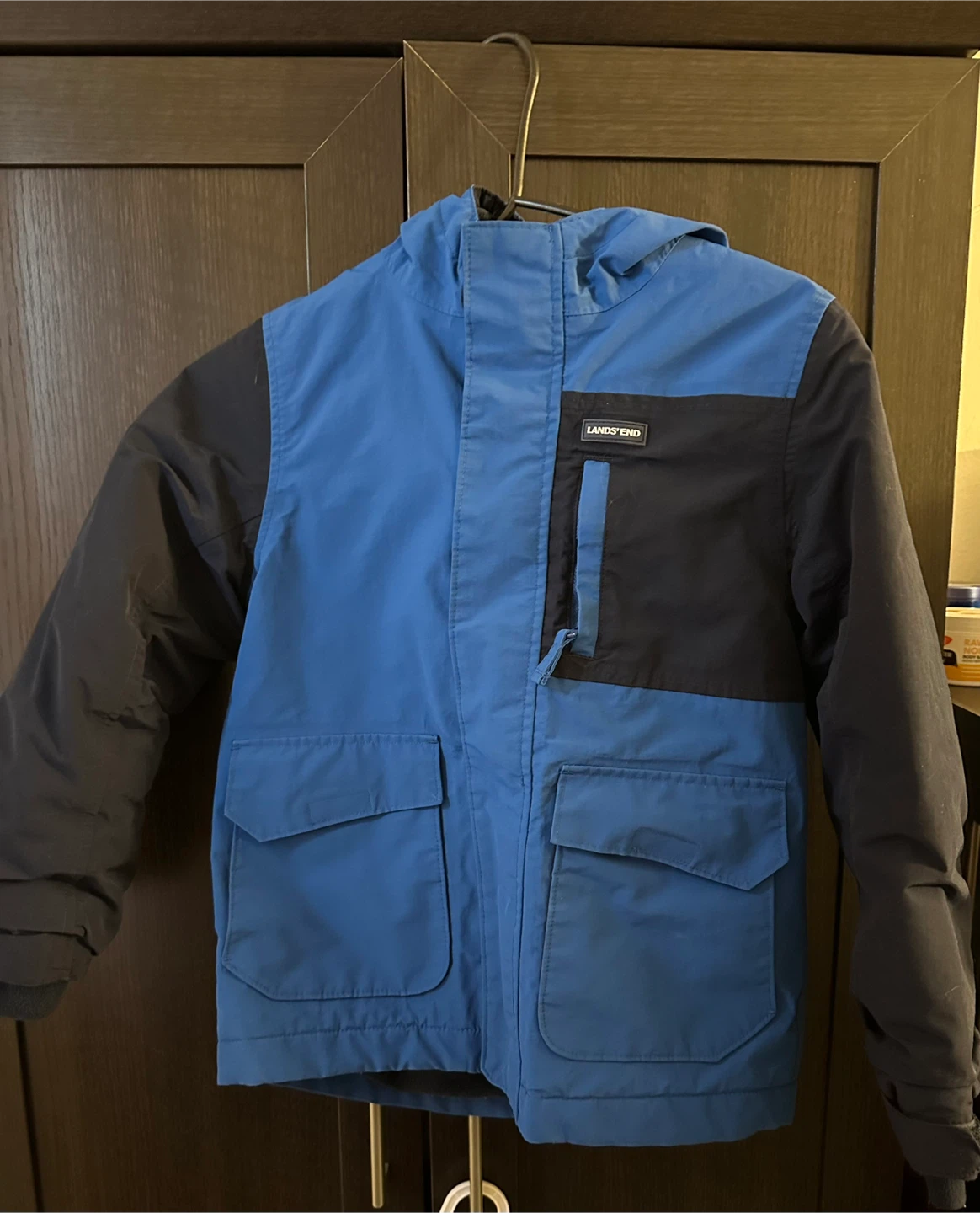 Lands' End Blue and Black Winter Jacket - Size 6-7