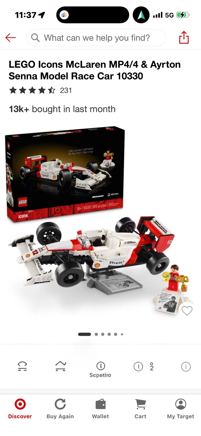 LEGO Icons McLaren MP4/4 & Ayrton Senna Model Race Car 10330