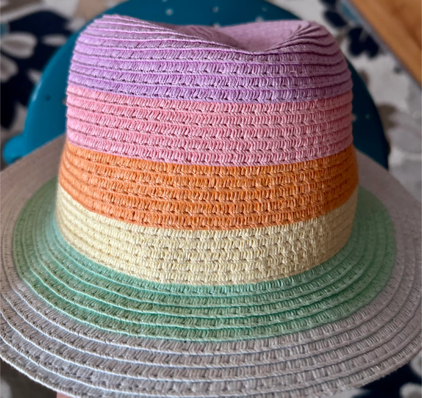 Striped Straw Fedora Hat