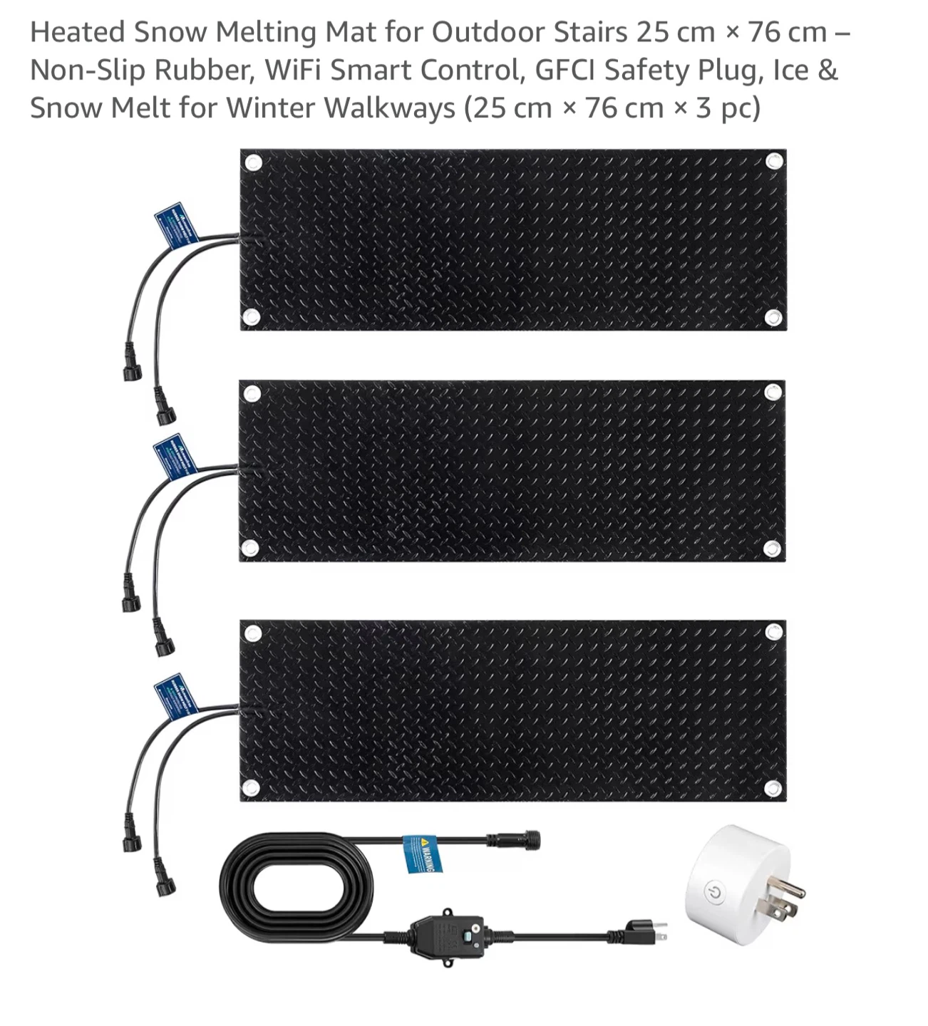 Heated Snow Melting Mats for Outdoor Stairs - 3 Pack HS3